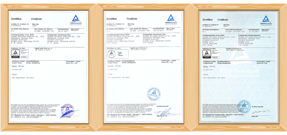 گواهی استاندارد رله های هلیشان